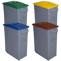Denox Zeus Set mit 4 Müllcontainern, 260 l Gesamtkapazität, Polyethylen, in Mehrfarbig