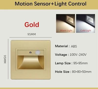 Inspired Finds Smart Motion Sensor Recessed Stair & Wall Light With Voice Activation motion Sensor Silver 1.5w warm White (2700 3500k)
