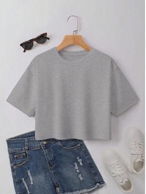 Lush Living Finds Comfort Flow Relaxed Fit Womens Summer T Shirt gray m