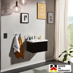 HOME DELUXE Badmöbel Komplettset WANGEROOGE S -  Schwarz Made in Germany