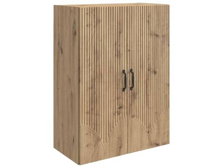 Wandschrank aus Holz, 66 x 34,5 x 90 cm, modernes Design Wandmontage, keine Platzbedarf am Boden, Oberfläche Eiche handwerklich, einfache Pflege, geräumiger Innenraum