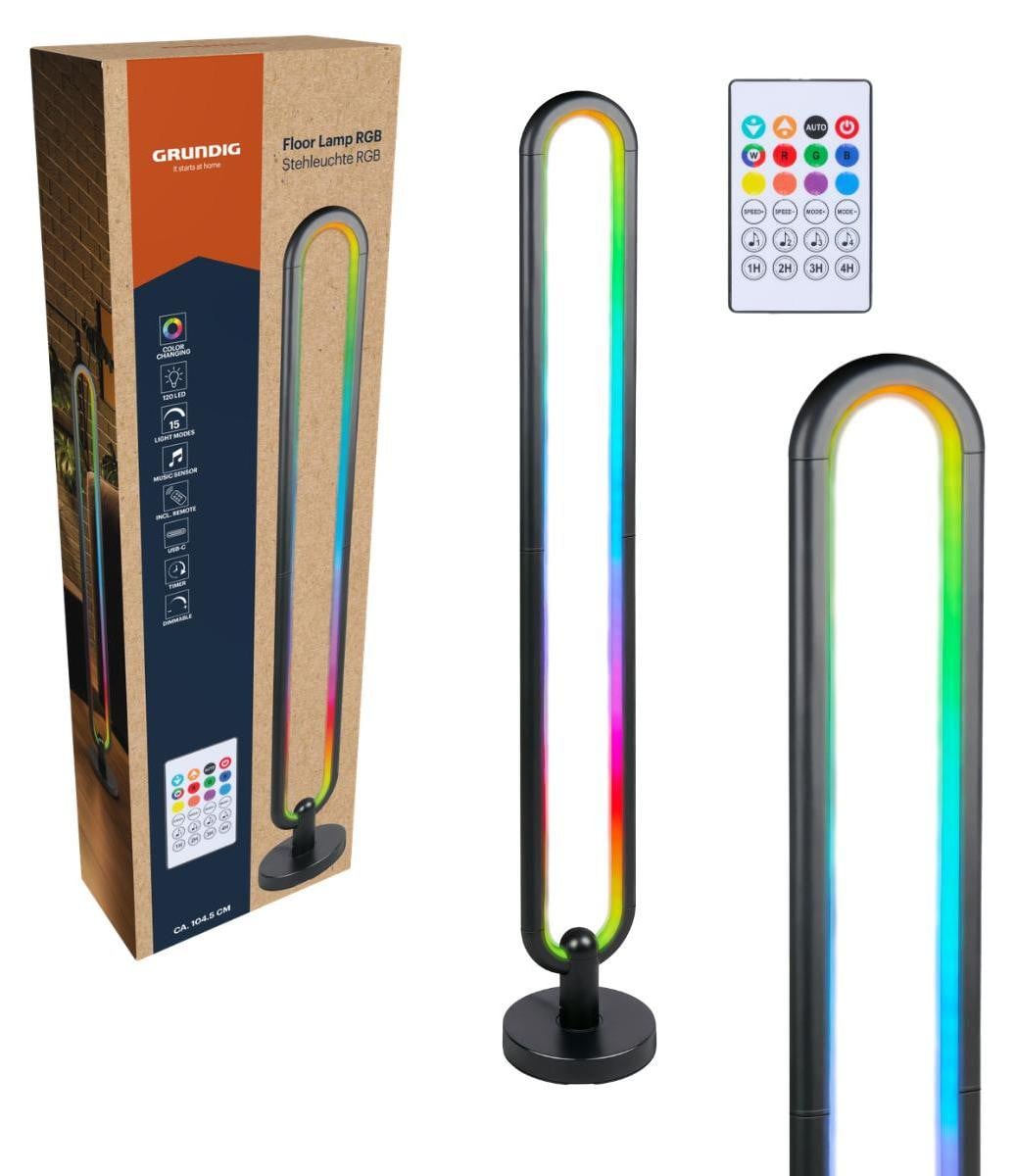 Grundig RGB Vloerlamp met LED, Afstandsbediening en Muziekmodus, Hoogte: 104,5 cm