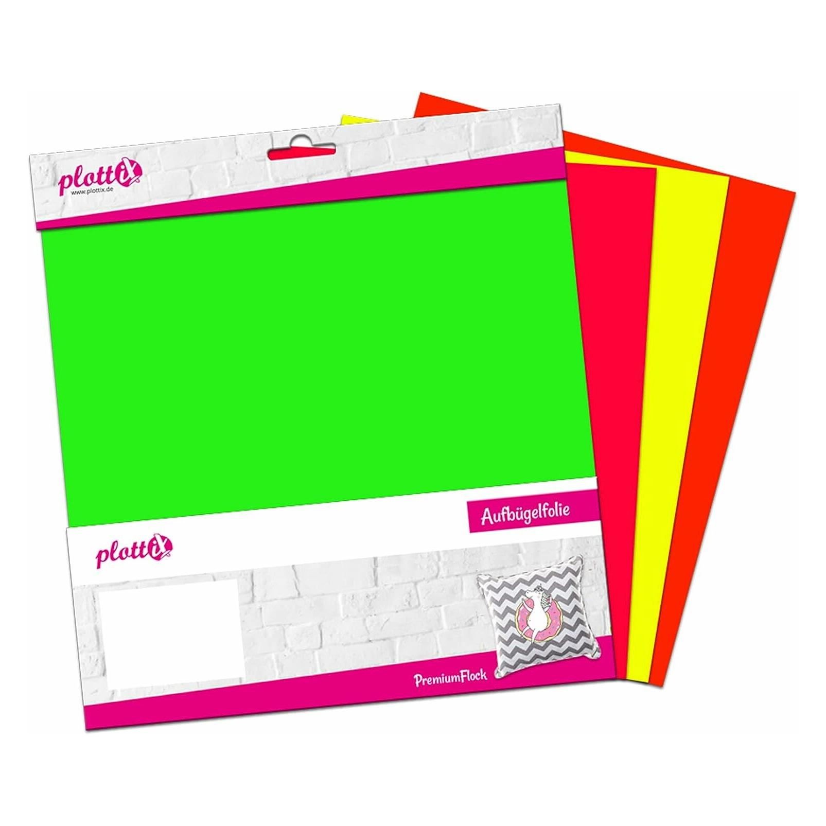 PlottiX PremiumFlock Neon Bundle 30cm x 30cm (4 Folien) (0767523756059)