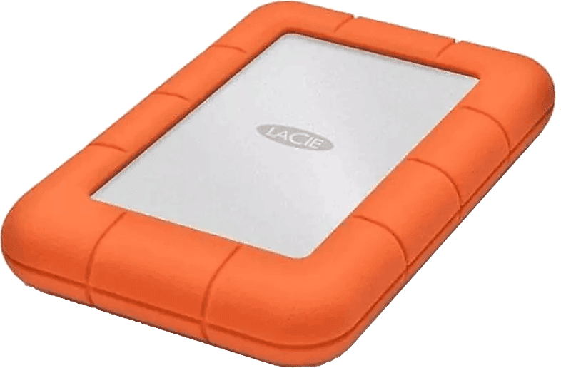 Disco duro externo 2 TB - LaCie Rugged Mini, USB C (3.1 Gen 1), Aluminio, Naranja