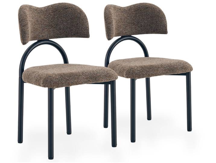 SeedWave Esszimmerstuhl 2er-Set Polsterstühle mit gebogener Rückenlehne (2er Set), Strukturstoff-Küchenstühle mit verstellbaren Fußgleitern