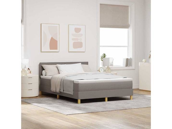 furnicato Bett 140 x 190 cm Boxspringbett Taupe Holzwerkstoff (1-tlg), Höhenverstellbares Einzelbett mit Taschenfederkern für dein Zimmer