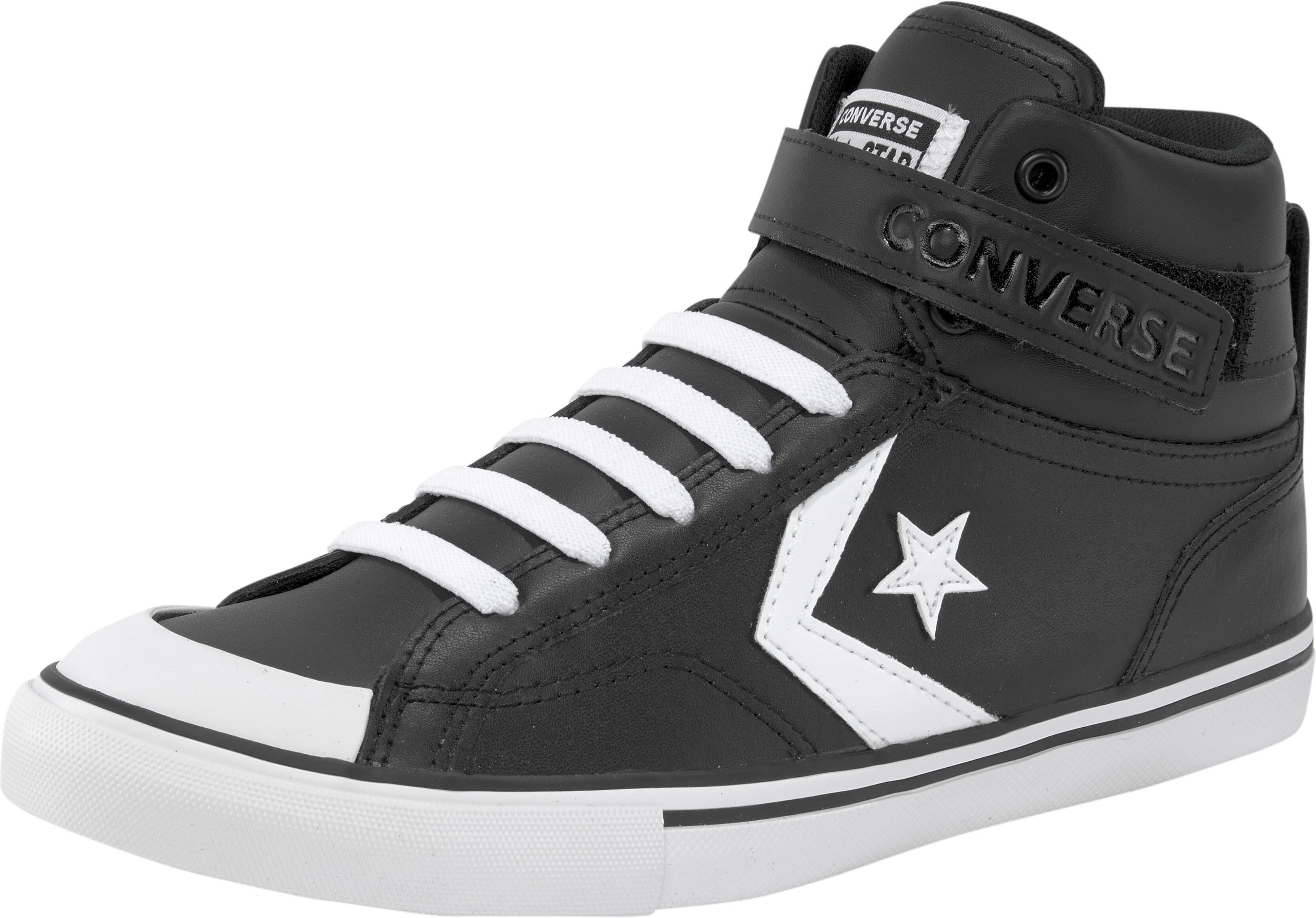 Sneaker CONVERSE "PRO BLAZE STRAP LEATHER", Mädchen, Gr. 39, schwarz-weiss (schwarz, weiß), Leder, Schuhe Sneaker schwarz, weiß 39