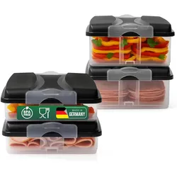 Novaliv Frischhaltedosen (2x klein + 2x groß + 4x Deckel) , stapelbar für Kühlschrank & Gefrierfach , Vorratsdosen Set Aufbewahrungsbox Organizer , für Aufschnitt Wurst Käse Obst Gemüse Meal-Prep