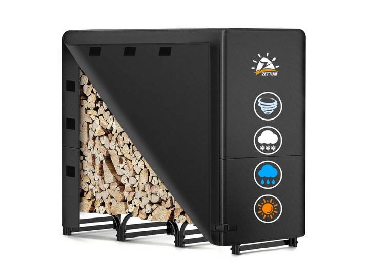 LuxusKollektion Kaminholzregal Kaminholzregal Metall Abdeckung 600D PU Beschichtung 121 x 35 x 121 cm, BxTxH:44.5x33x19 cm, (1-St)