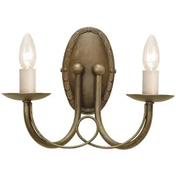 Elstead Lighting, Gartenbeleuchtung, Minster Wandleuchte E14 2-fach Schwarz, Gold, Made in UK (E14, IP20, IP55)