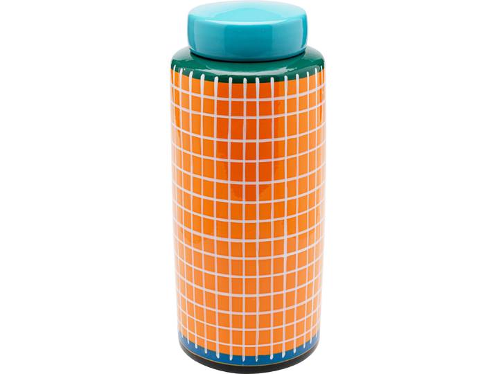 Dose KARE DESIGN Dekodose Festa , orange, H:37cm Ø:16cm, Porzellan, Aufbewahrungsboxen, Dose, ideal für Schmuck, Schlüssel, Kleingeld, Haargummis u.a. Kleinteile
