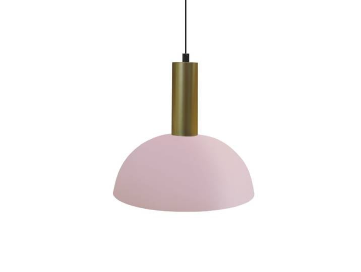 Suspension métal or abat-jour rose