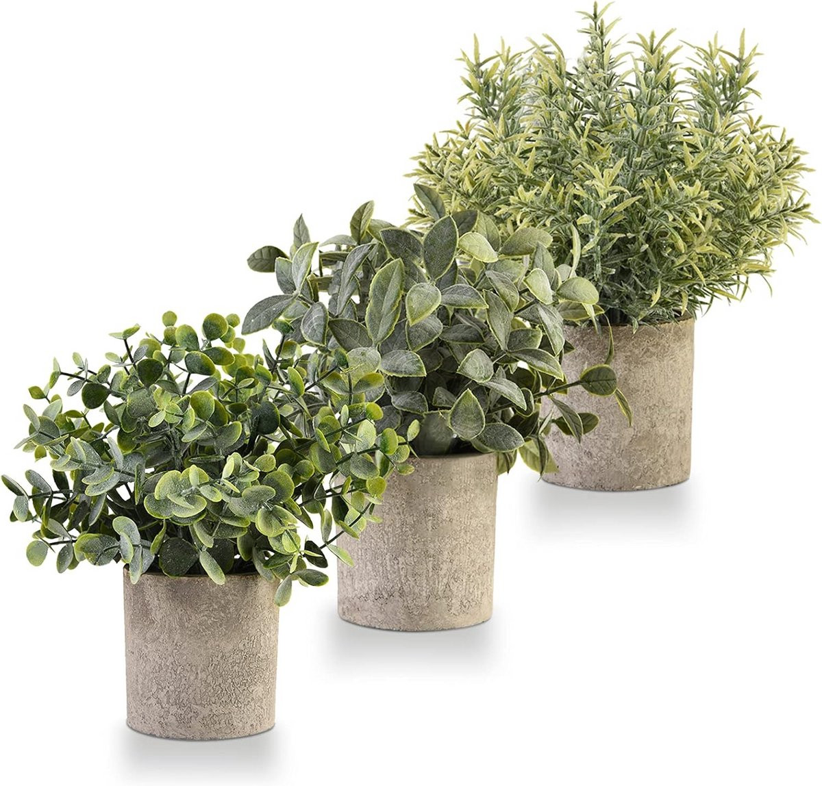 Set van 3 kunstplanten met zwarte pulppotten