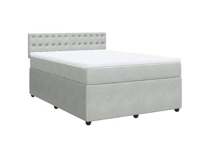 vidaXL Boxspringbett mit Matratze Hellgrau 140x200 cm Samt