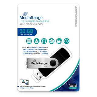 32GB MediaRange USB-Stick Kombo Micro USB OTG