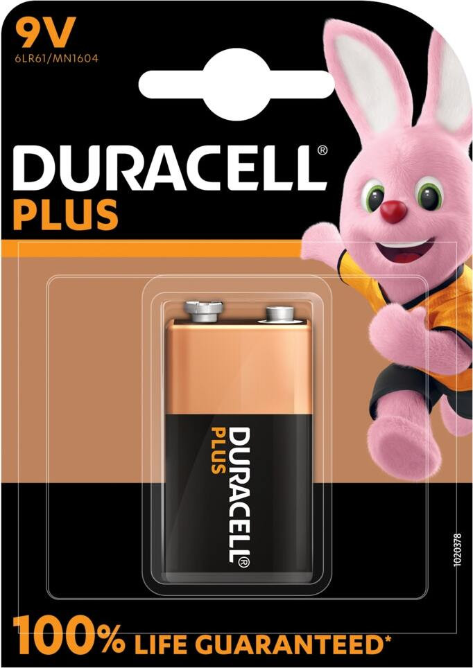 Duracell Plus 9V blokbatterij, 10 stuks