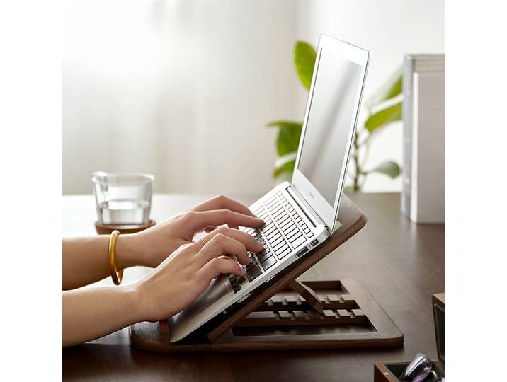 Support pour ordinateur portable de bureau, dissipateur de chaleur surélevé, bois massif pliable