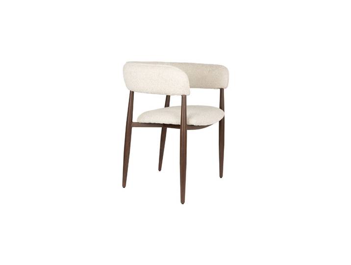Fauteuil de table en tissu beige Stanley