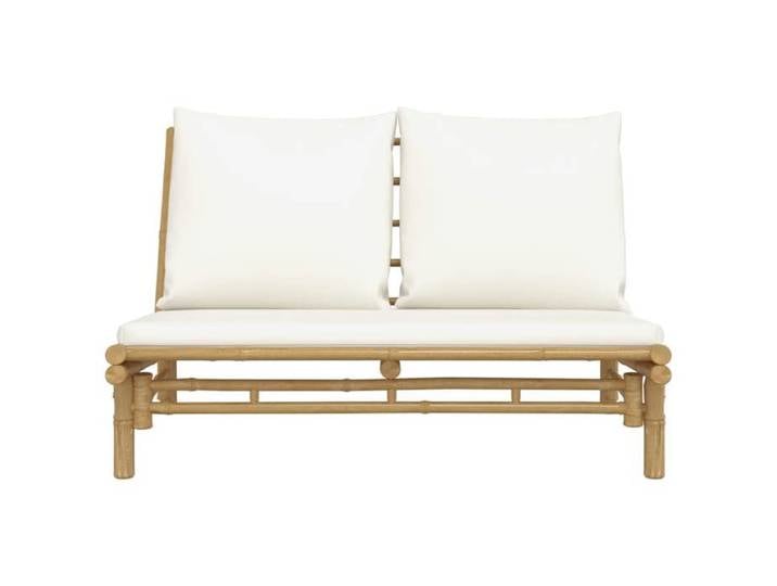 Crème Siège de jardin - Banc de jardin - 1 PC - avec coussins - blanc crème bambou C4859