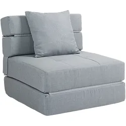 STILVORA Schlafsessel 2in1 klappbar mit Schlaffunktion 61x70x70 cm Schaumstoff Polsterung pflegeleichter Bezug Kissen inklusive Hellgrau