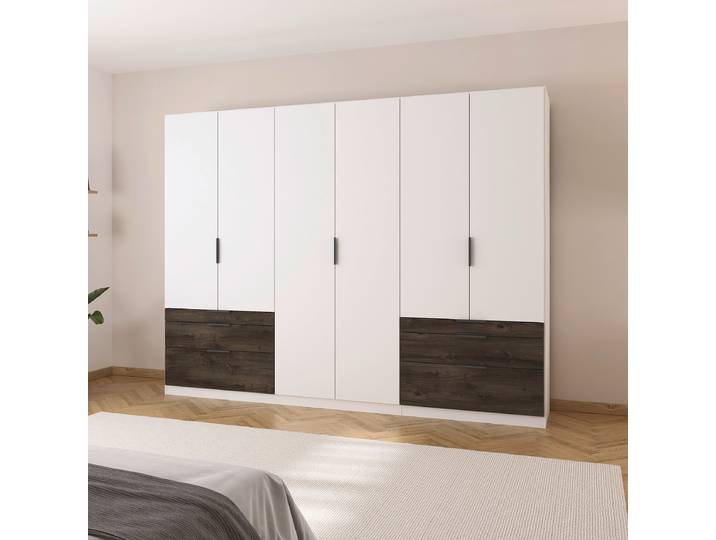 Drehtürenschrank Koda 271cm 6 Weiß/Alpinweiß