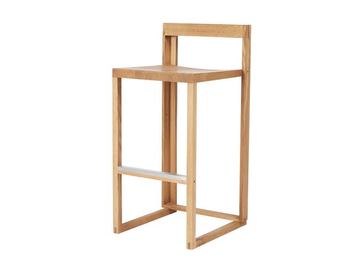 Kristina Dam Studio Outline Barhocker 75 cm Warm lackierte Eiche-gebürsteter Stahl