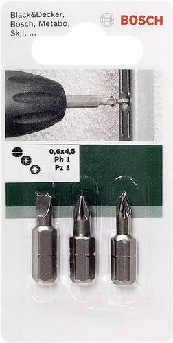Bosch Accessories 2609255973 Bit-Set 3teilig Schlitz, Kreuzschlitz Phillips, Kreuzschlitz Pozidriv