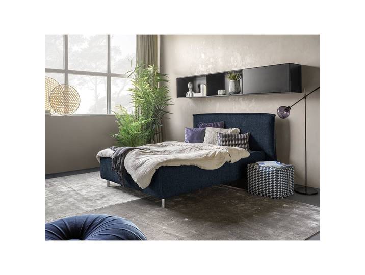Polsterbett Homely 180 x 200cm Flachgewebe Nona Blau Buche