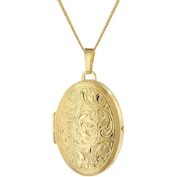 trendor 15548 Damen-Kette mit Medaillon 925 Silber vergoldet, 60 cm