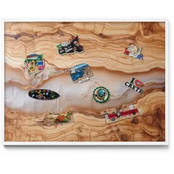 MAGNETTAFEL 80x60 cm Weißer Rahmen Holzstruktur Mit Harz