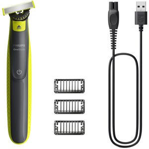 Philips Barttrimmer OneBlade 360 Face, QP2724/23, 4 Schnittstufen, 3 Aufsätze & USB-Kabel