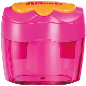 Pelikan Spitzer Flower 700719, pink-transparent, doppelter Dosenspitzer, aus Kunststoff