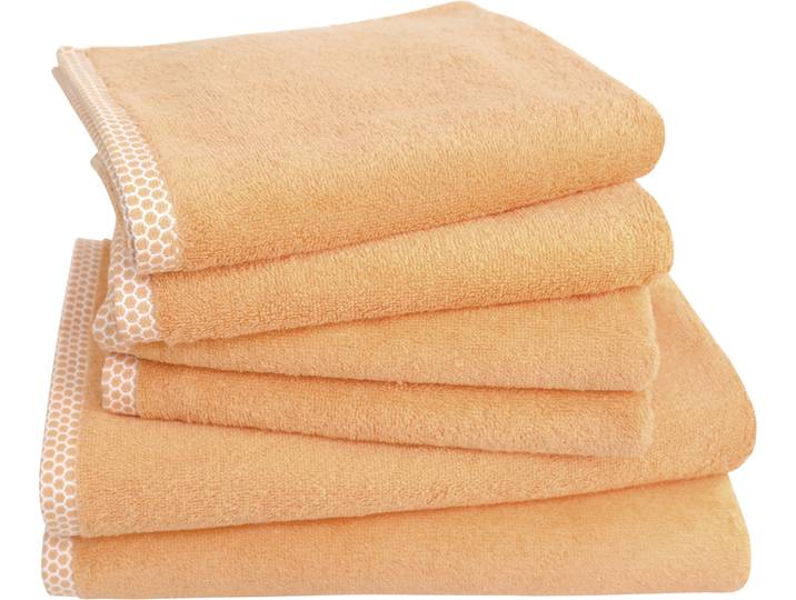 Handtuch Set DYCKHOFF Pure Natural Uni , orange, 6, Frottier, Frottier, Obermaterial: 100% Baumwolle, Handtuch-Sets, Handtuch Set, BIO Baumwolle, GOTS