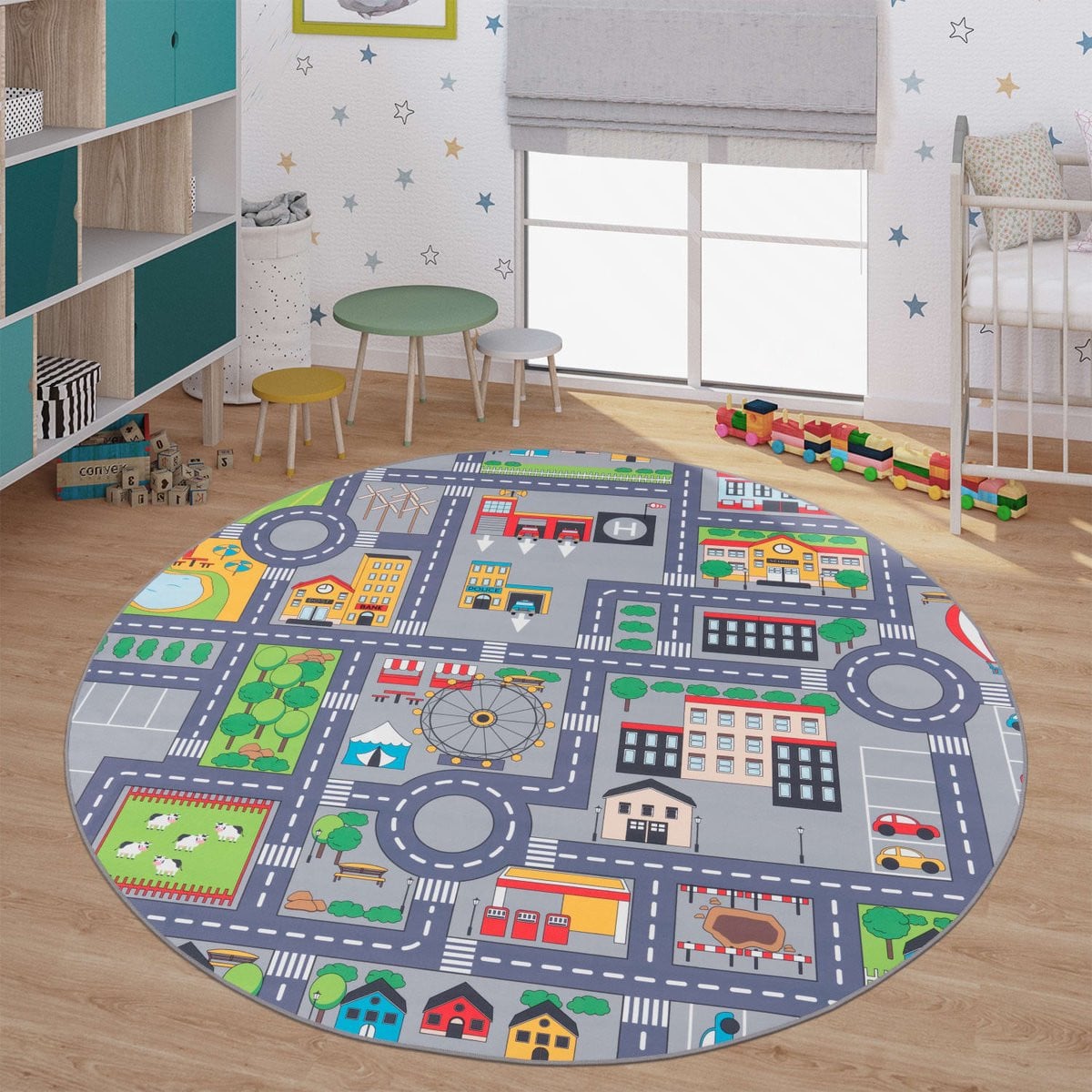 TT Home Kinderkamertapijt Abstract Grijs Antislip 200 x 200 cm