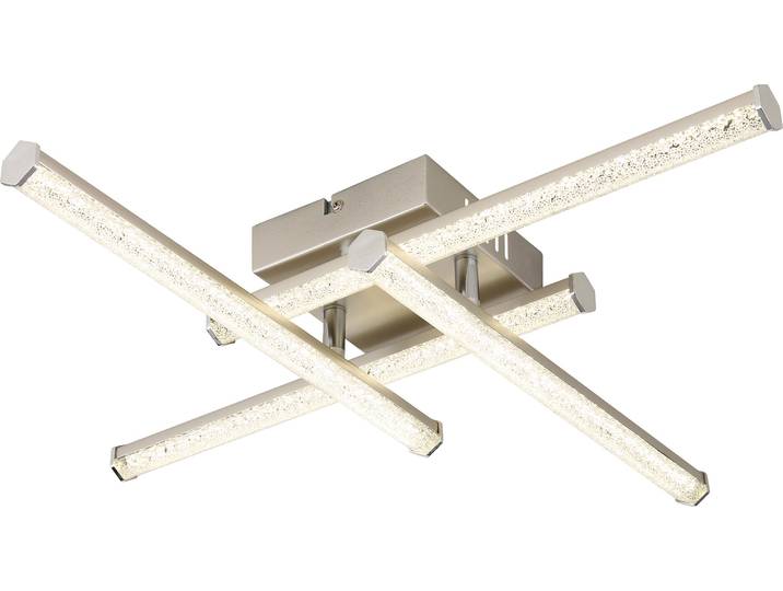Globo Lighting Deckenleuchte Kunststoff Nickel matt, Chrom, Kunststoff Nickel matt, Kunststoff klar, Kunststoffkristalle klar, Dreh-/Schwenkbar, hexagonale Profile, LxBxH: 500x500x88mm, inkl. LED 24W 230V, 2590lm Source, 1840lm Output, 4000K