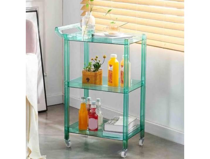 3-lagiger Rollwagen mit Rollen und Griff, transparentes Acryl-Aufbewahrungsregal für die Organisation Ihres Hauses oder Büros.