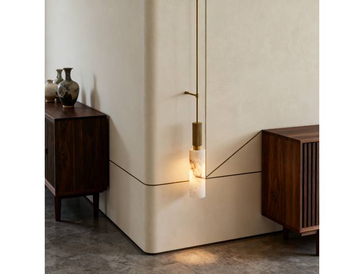 Moderne long pôle marbre applique hôtel villa salon fond mur couloir alabastro mur suspension lampe intérieur décor à la maison