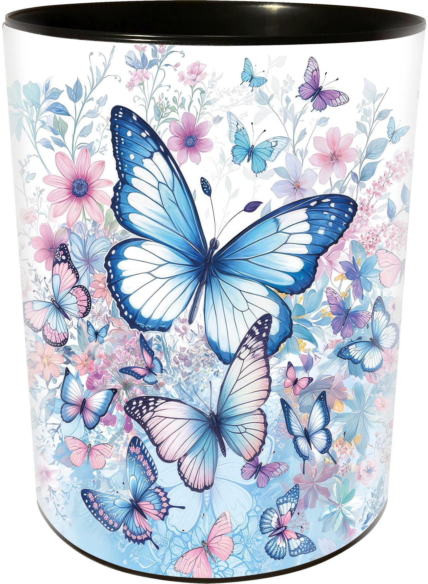 Papierkorb GOLDBUCH "Schmetterlingsgarten 10 Liter", blau, H:30cm, Kunststoff, Mülleimer, Papierkorb blau B/H/T: 30cm, 10 l