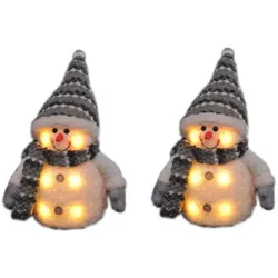 Gravidus 2er Set Dekofigur Schneemann LED Beleuchtung