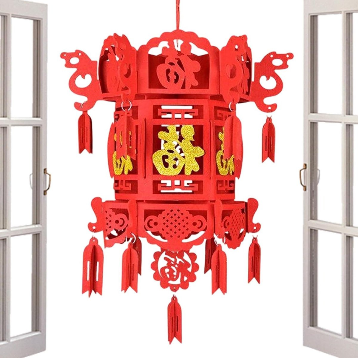 Rode Chinese lantaarns hangende decoratie 34 x 336 cm