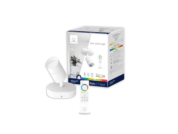 tint Müller Licht Nalo LED-Spot, einflammig Tint Nalo, dimmbar, weiß / opal, für Wohn- / Esszimmer, Kunststoff, Modern, Smart Home Strahler