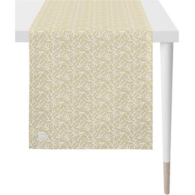 Tischläufer APELT "3970 Outdoor, Sommerdeko, Sommer", beige (sand, weiß), B:46cm L:135cm, Polyester, Tischdecken, Jacquardgewebe
