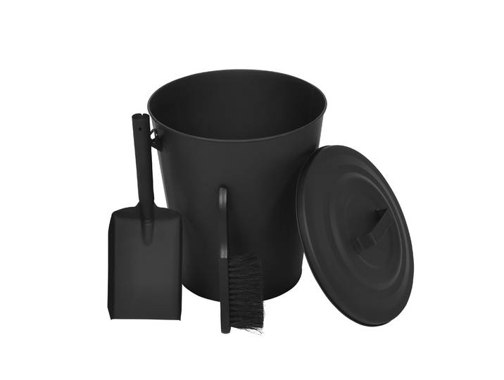 Ascheeimer mit Deckel und Kehrset 25L