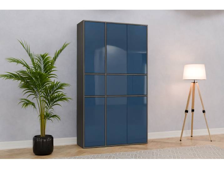 Wohnzimmerschrank nach Maß - RAL 5000 Violettblau - 205x115x40cm - Individuell konfigurieren