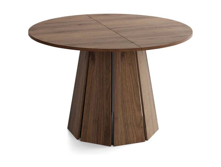 ESSTISCH Lunda rund ausziehbar verlängerbar, Wallnuss Dunkelbraun 100-140/100/76 cm
