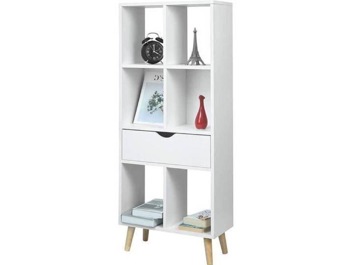 Bibliothèque Étagère de Bureau 6 Compartiments EUGAD - Blanc