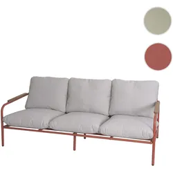 Aluminium-Gartenbank HWC-O11, Outdoor 3-Sitzer Sitzbank Sofa, Olefin Stoff (205 g/m2) 184cm ~ terrakotta Polster beige