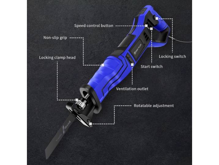 BRIEFNESS 900W scie alternative vitesse Variable 2800 tr/min avec lames de scie pour bois PVC métal coupe scie sabre électrique