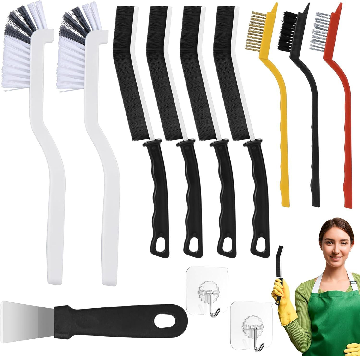 Set van 12 Spleetborstels voor keuken en badkamer voor hardnekkige vlekken