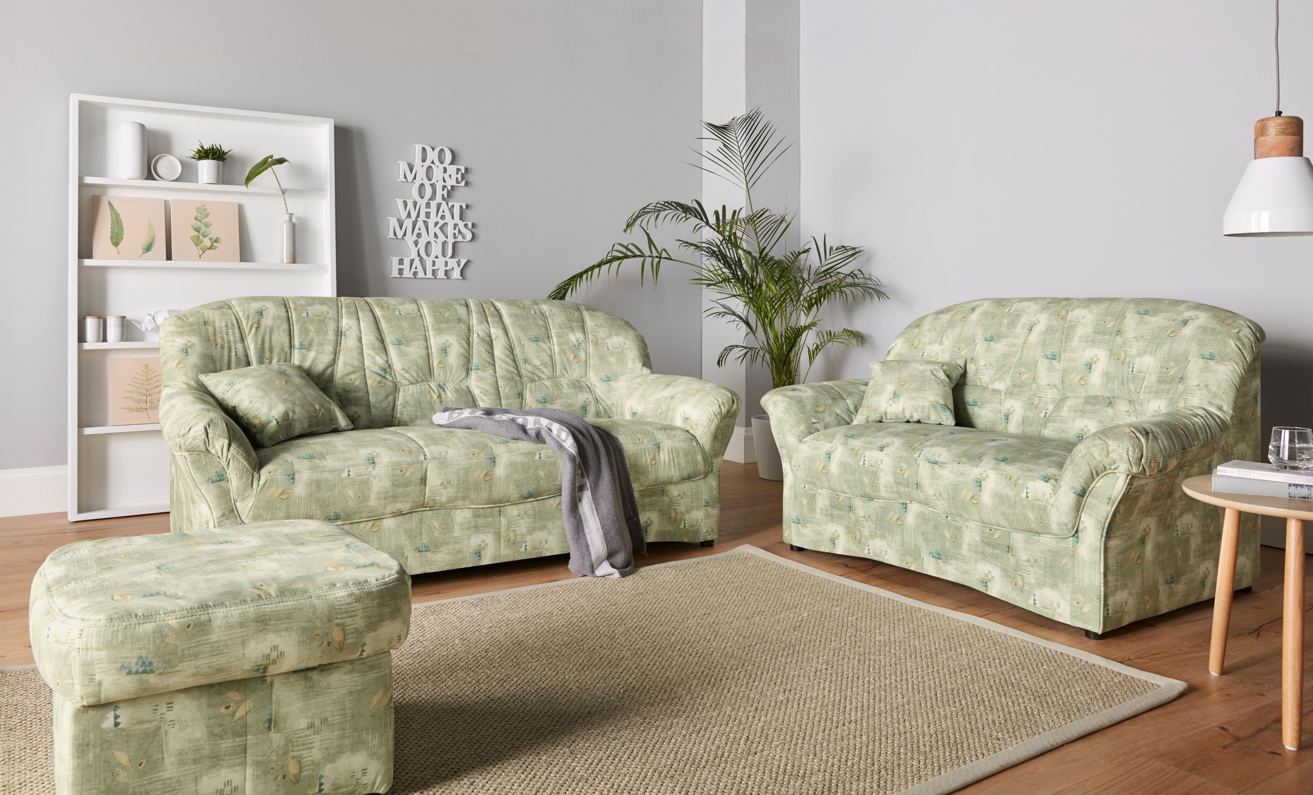 Polstergarnitur DOMO COLLECTION "Bahia zeitlos & elegantes Sofa, bequem", grün, Luxus-Microfaser, Inklusive Federkern, Sitzmöbel-Sets, Polstergarnitur, Microfaser, natur